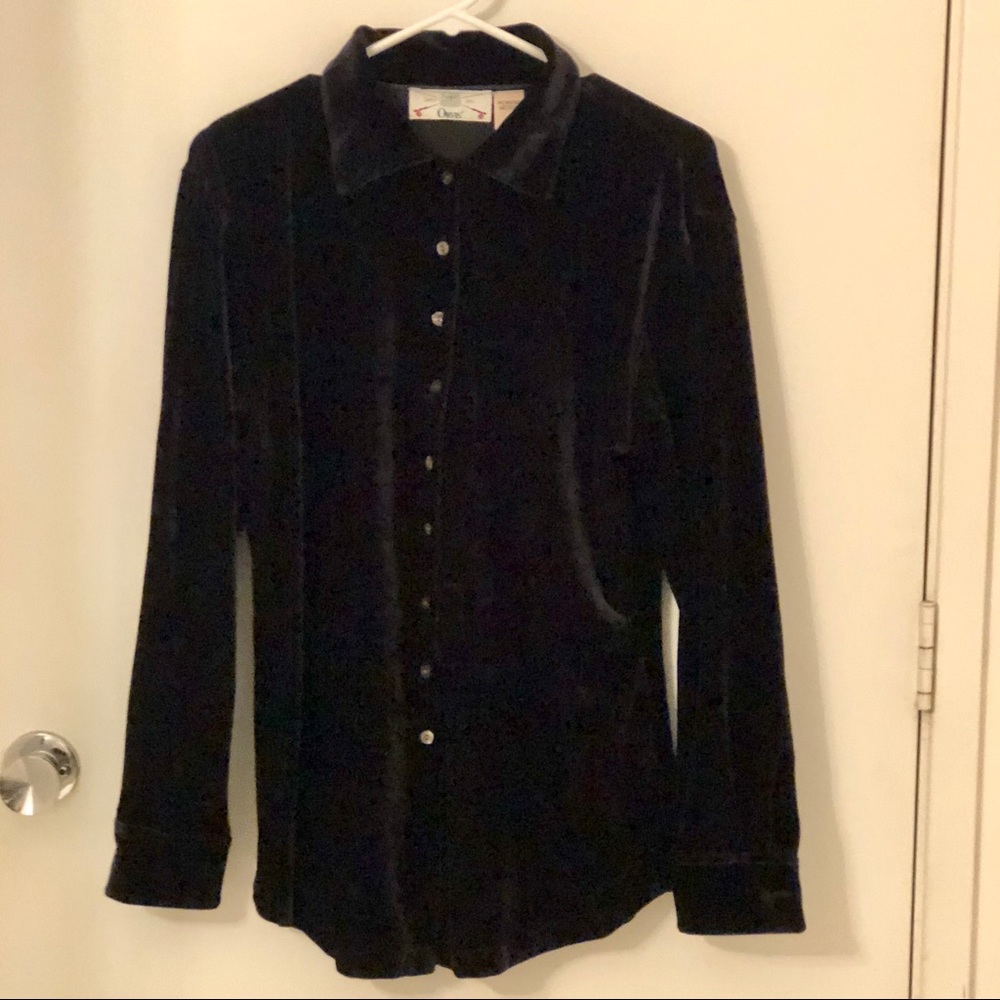 Orvis velour Black button up shirt size medium